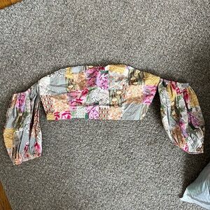 Cropped off shoulder patchwork top- unworn, SHEIN, size medium